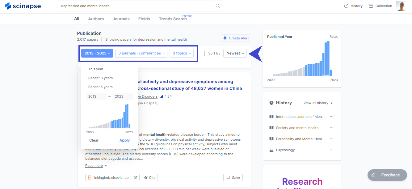 Scinapse filter search